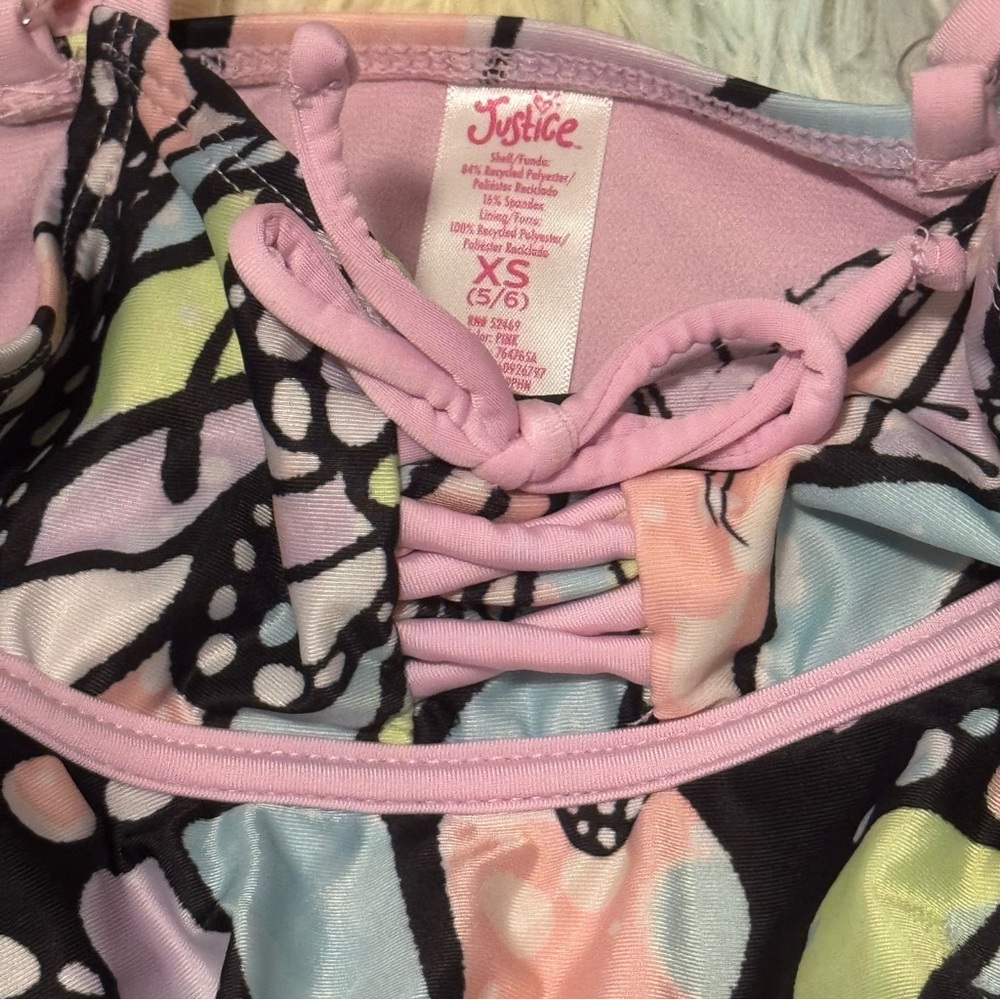 Colorful Butterfly Print Ruffle Tankini Set - Picture 2 of 4